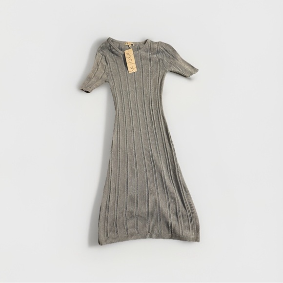 Birch NY Baby Blue Ribbed Knit Bodycon Sweater Dress NWT - Picture 2 of 5